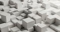 Abstract 3D render of white and grey cubes in a dynamic, geometric pattern, creating a modern and clean background Royalty Free Stock Photo