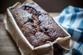 High angle closeup shot of a delicious freshly baked parkin cake with blurred background Royalty Free Stock Photo