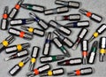 High angle closeup shot of different screwdriver tips Royalty Free Stock Photo