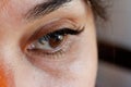 High angle closeup shot of a white brown-eyed woman& x27;s eye Royalty Free Stock Photo