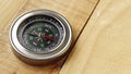 high angle compass wooden board with copy space Royalty Free Stock Photo