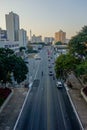 High angle of highway in Sao Paulo city downtown, Brazil. cityscape during afternoon Royalty Free Stock Photo