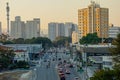High angle of highway in Sao Paulo city downtown, Brazil. cityscape during afternoon Royalty Free Stock Photo