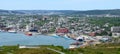 High angle panoramic view of St John`s NL
