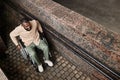 Man in Wheelchair using Ramp Royalty Free Stock Photo