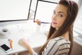 High angle portrait of businesswoman working in office Royalty Free Stock Photo