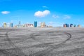 High angle Shanghai city skyline and asphalt road Royalty Free Stock Photo