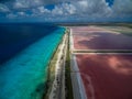 High angle shot of aesthetic salt pans in  Bonaire, Caribbean Royalty Free Stock Photo