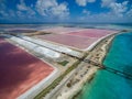 High angle shot of aesthetic salt pans in  Bonaire, Caribbean Royalty Free Stock Photo