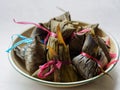 High angle shot of Asian rice dumplings Zongzi