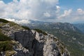 High angle shot of the Austrian Alps, Dachstein Mountains range in Obertraun, Austria Royalty Free Stock Photo