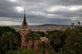 High angle shot of beautiful buildings in Gaudi park in Barcelona, Spain Royalty Free Stock Photo