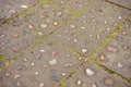 High angle shot of a beautiful cobblestone ground with small red stones