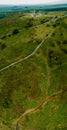 High angle shot of a beautiful green landscape with pathways near Hardy\'s Monument, Dorset, UK