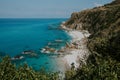 High angle shot of the beautiful view of Marinella Di Zambrone beach in Italy