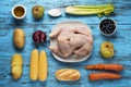 Ingredients to prepare a stuffed turkey Royalty Free Stock Photo