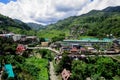 High angle shot of buildings in Banaue Rice Terraces, Ifugao Province, Philippines Royalty Free Stock Photo