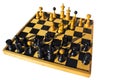 High angle shot of a chess board and pieces  with white background Royalty Free Stock Photo