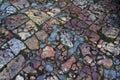 High angle shot of a colorful cobblestone at daytime Royalty Free Stock Photo