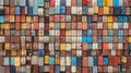 A high-angle shot of containers arranged in a grid-like pattern Royalty Free Stock Photo