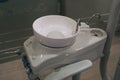 High angle shot of a dental spittoon