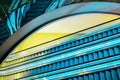 High-angle shot of empty modern illuminated escalators in Genting Highlands, Malaysia Royalty Free Stock Photo