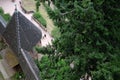 High angle shot of the famous medieval castle of The Chateau of Haut-Kenigsbourg, France