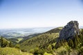 High angle shot of Kampenwand mountains in Chiemsee, Bavaria under the beautiful blue sky Royalty Free Stock Photo