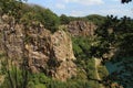 High angle shot of a lake surrounded by green plants in bornholm, denmark Royalty Free Stock Photo