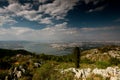 High angle shot from a mountain of the Dianchi pool in Kunming, China Royalty Free Stock Photo