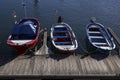 High angle shot of parked small boats near the dock