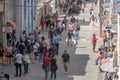 High-angle shot of people walking in a middle street in Matanzas, Cuba