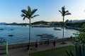 High angle shot of people walking by the Sai Kung Pier