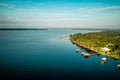 High angle shot of the Perdido Bay on a bright summer morning on the coast