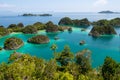 High angle shot of Piaynemo Natural Park in the ocean captured in Raja Ampat, Fam Islands