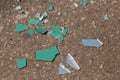 High angle shot of the pieces of a shattered mirror