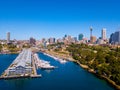 High angle shot of the port and cityscape of Sydney, Australia