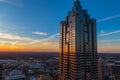 High angle shot of a high-rise building in Atlanta under the beautiful blue sky in the evening Royalty Free Stock Photo