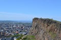 High angle shot of Salisbury Craigs in Edinburgh, Scotland