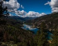 High-angle shot of a San Cristobal Colorado mountain lake with sky and trees reflected in the water Royalty Free Stock Photo