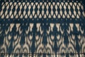 High angle shot of shadow of fence at dusk, fantastic shape of shadow on concrete floor