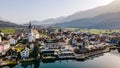 High angle shot of the small village, Arth in Switzerland by lake Zug during the daytime Royalty Free Stock Photo