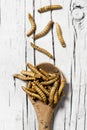 Edible fried worms Royalty Free Stock Photo