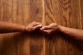 Well always be there for each other. High angle shot of an unrecognizable senior couple holding hands together over a Royalty Free Stock Photo