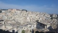 High angle shot of white houses in Matera, Italy on a sunny day