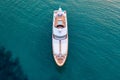 High angle shot of a white luxury yacht on the calm sea Royalty Free Stock Photo