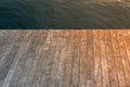 High angle shot of a wooden dock at the river Royalty Free Stock Photo