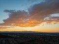 High angle sunset view of the famous Las Vegas Strip and cityscape Royalty Free Stock Photo