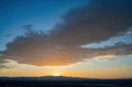 High angle sunset view of the famous Las Vegas Strip and cityscape Royalty Free Stock Photo