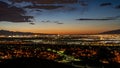 High angle sunset view of the famous Las Vegas Strip and cityscape Royalty Free Stock Photo